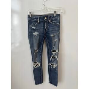 American Eagle Outfitters Super Stretch Crop Jeans Dark Wash Size 00